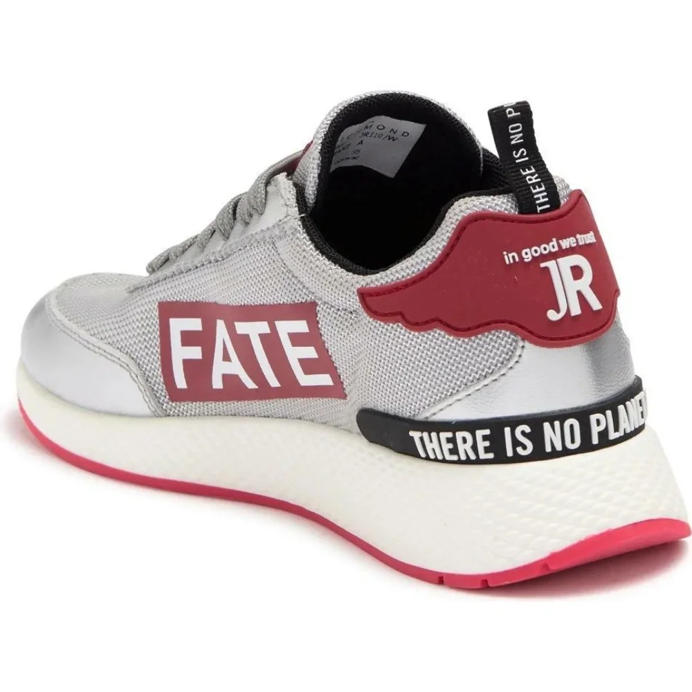 $495 - JOHN RICHMOND Silver and Red Leather Logo Sneaker 7 (37)